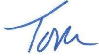 Tom signature blue first name